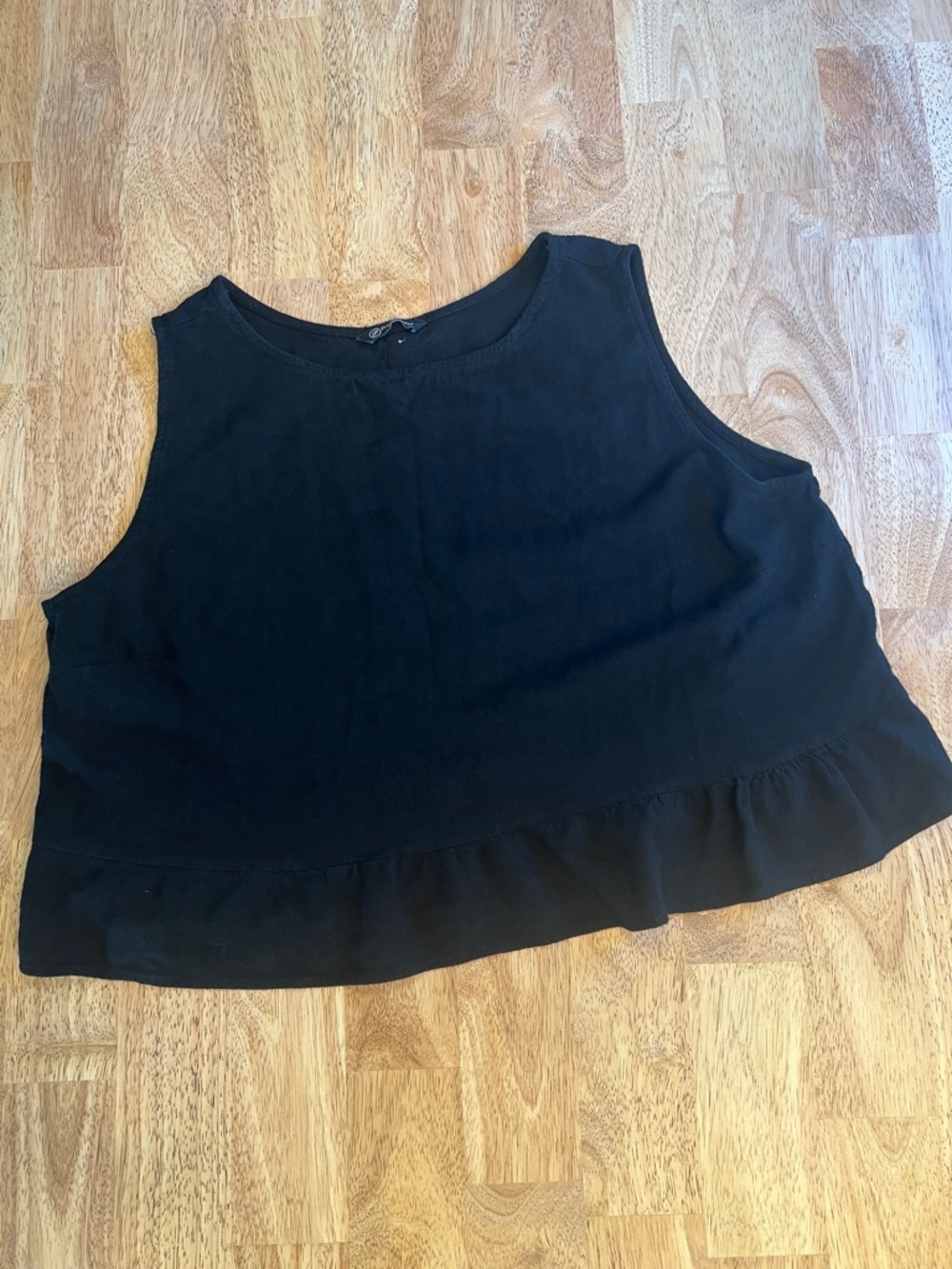 Pretty Garden Cotton/Linen Blend Black Sleeveless Peplum Top Size XXL
